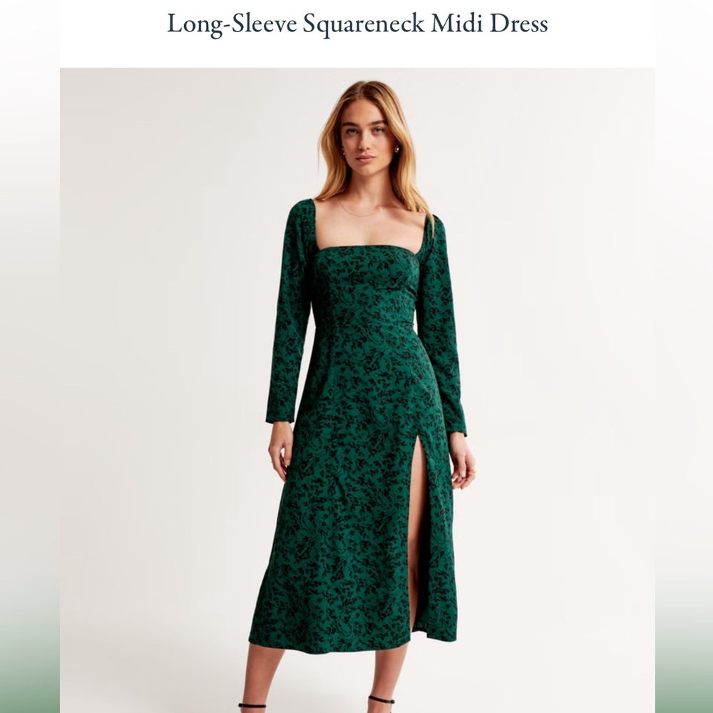 Abercrombie Long-Sleeve Squareneck Midi Dress
